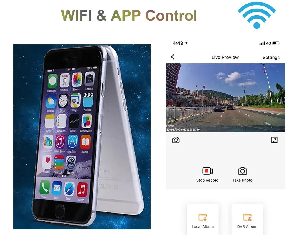 4K wifi dashcam voor de auto met GPS en dual camera