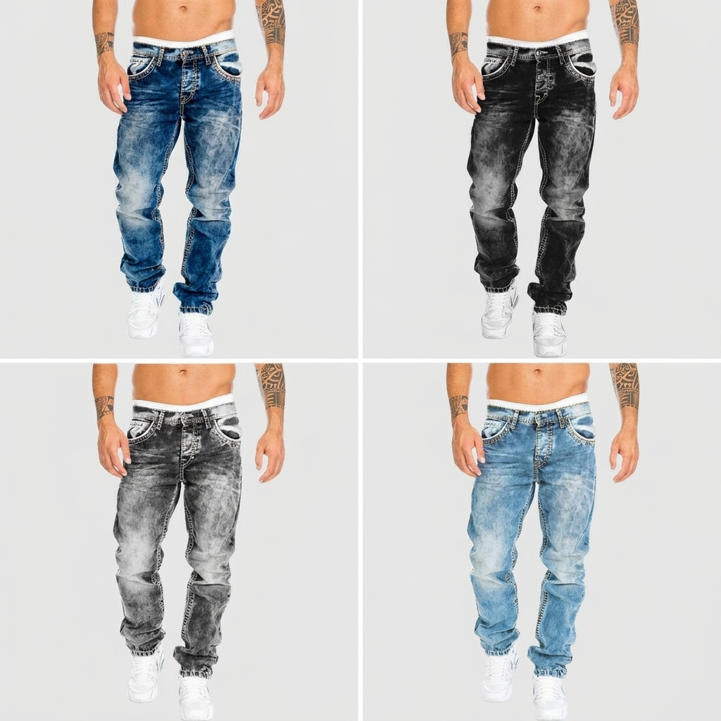 Acid wash spijkerbroek met distressed effect