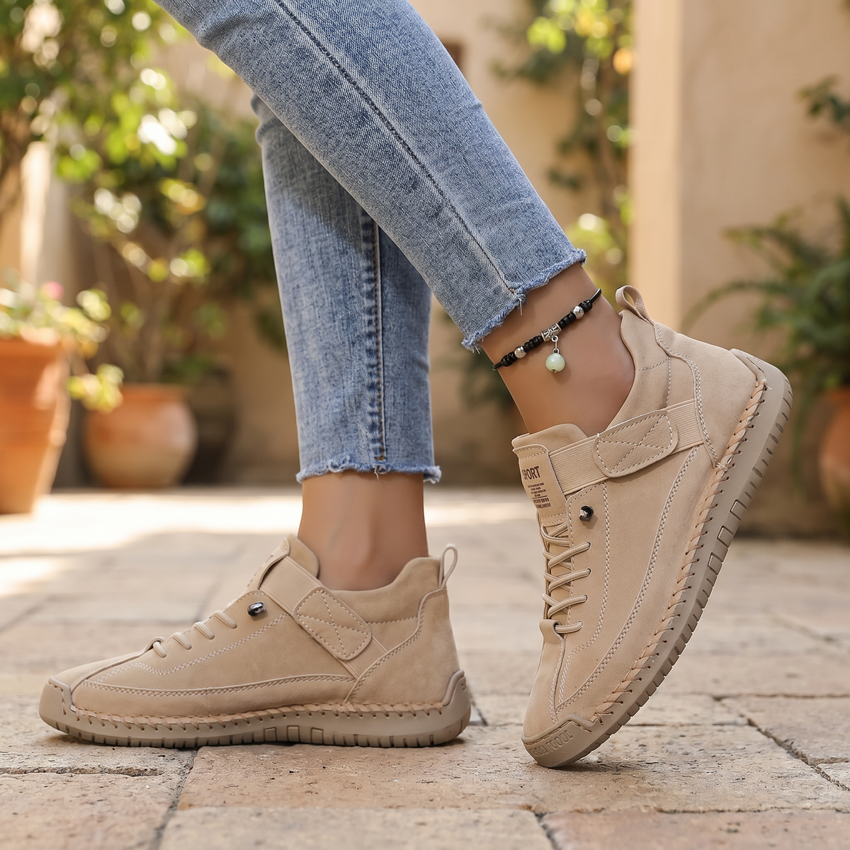 Ademende stoffen damessneakers | Comfortabele wandelschoenen zonder veters
