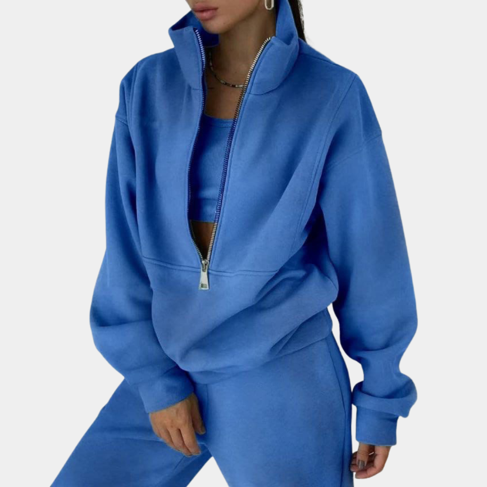 Dames loungewearset met sweater en ritssluiting