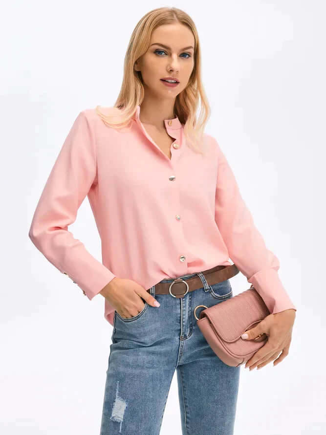 Damesblouse met lange mouwen en knoopsluiting