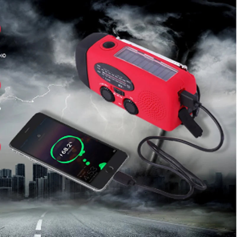 Draagbare noodradio met led-zaklamp en powerbank