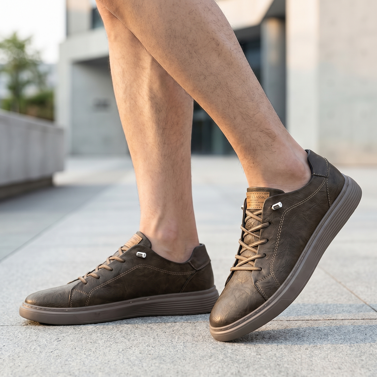 Echt leren herensneakers | Schokdempende en lichte casual schoenen