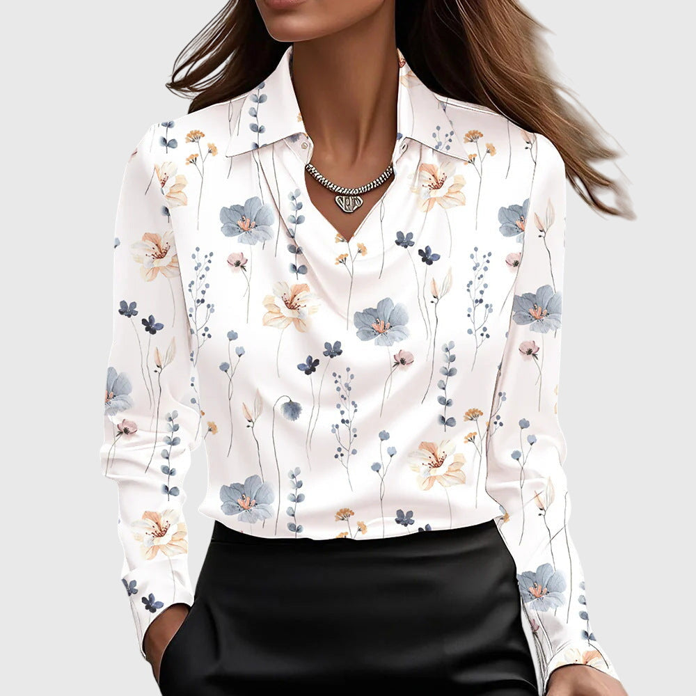 Elegante damesblouse met plooien en soepelvallende pasvorm van fijne stof voor dagelijks gebruik
