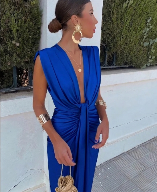 Elegante geplooide maxi-jurk