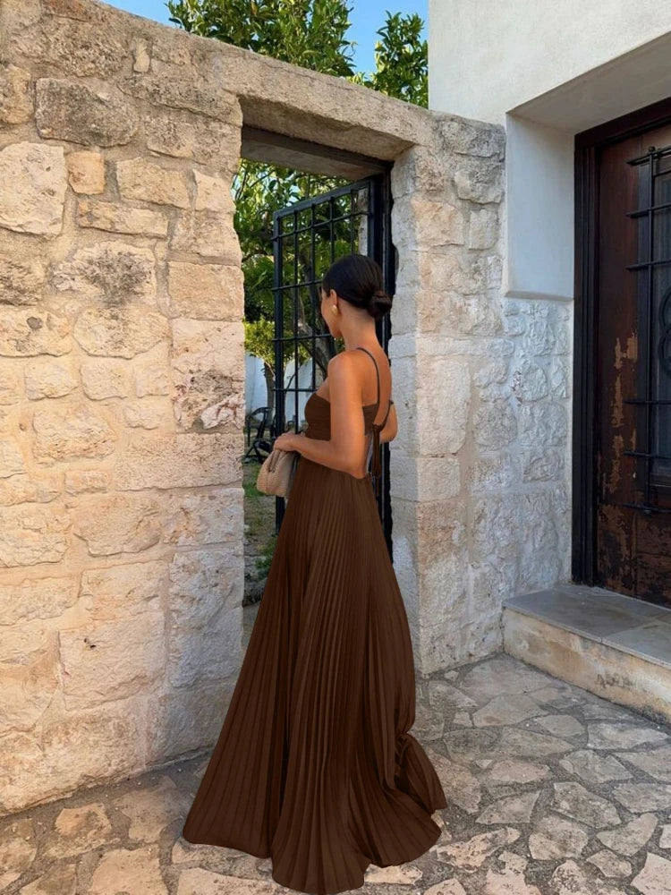 Elegante plissé maxi-jurk voor elke gelegenheid