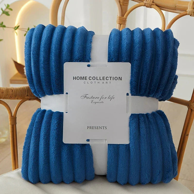 Flanellen fleece deken met brede strepen