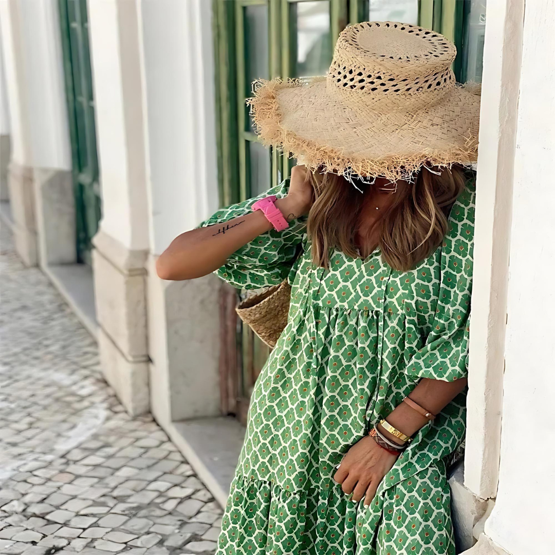Gelaagde zomerse maxi-jurk voor dames