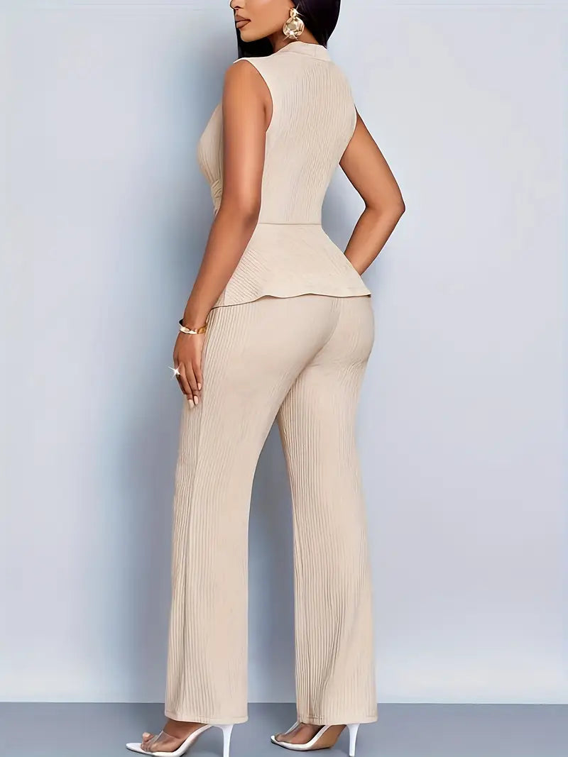 Geplooide peplum top & broek set