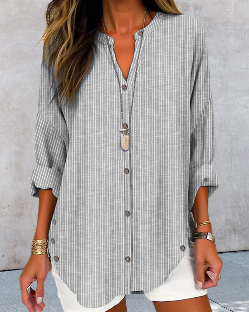 Gestreepte damesblouse met knoopsluiting