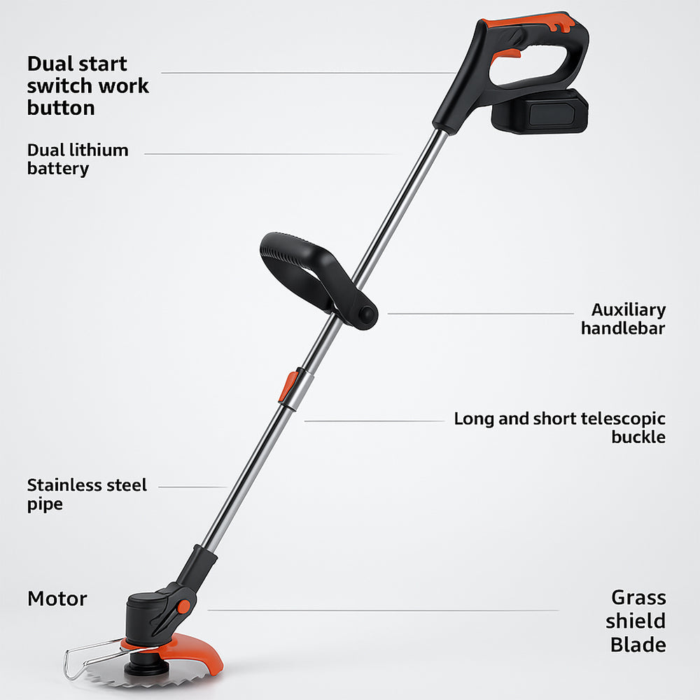 Grastrimmer & Onkruidverwijderaar 180W met Telescopische Steel & Accu