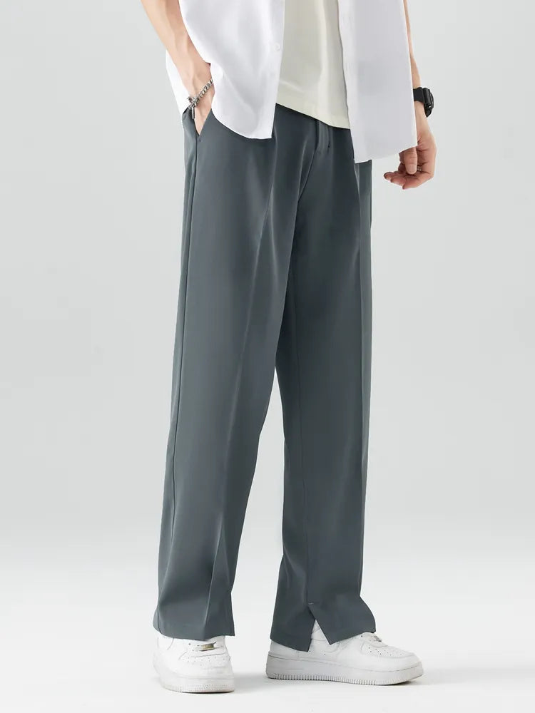 Herenbroek met rechte pijpen - Losse pasvorm - Zacht ademend materiaal - Lang