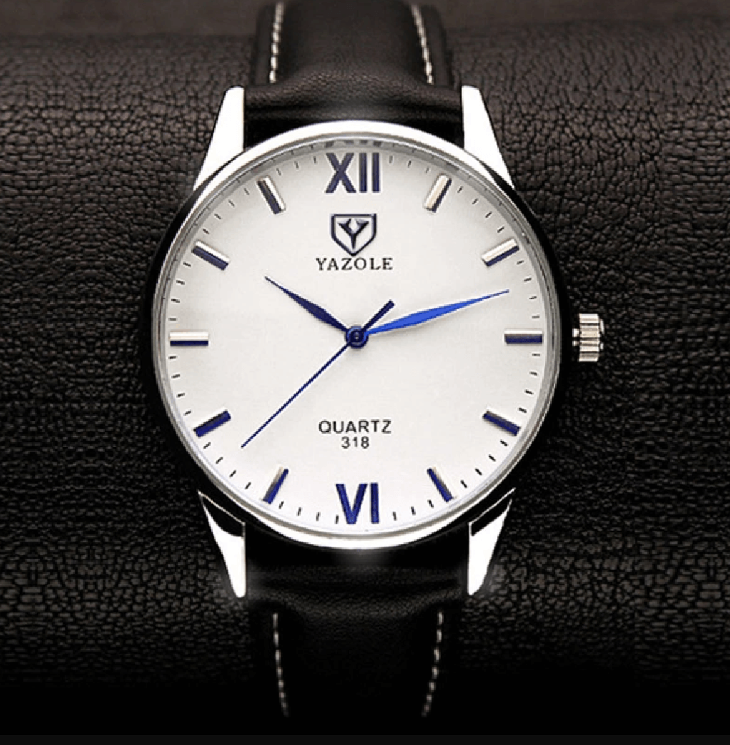 Herenhorloge met leren band