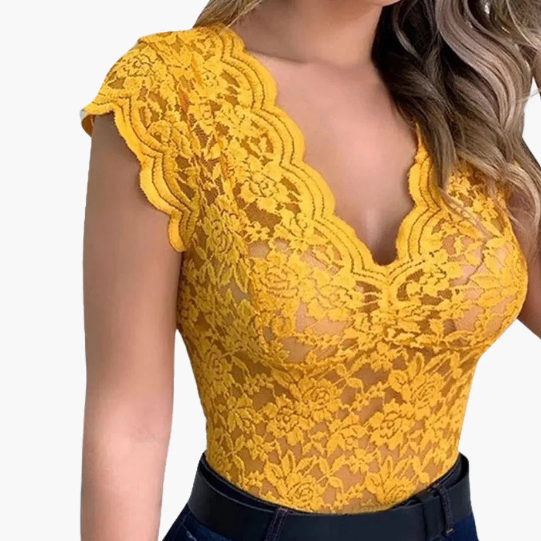 Kanten body met bloemenmotief voor dames - sexy top