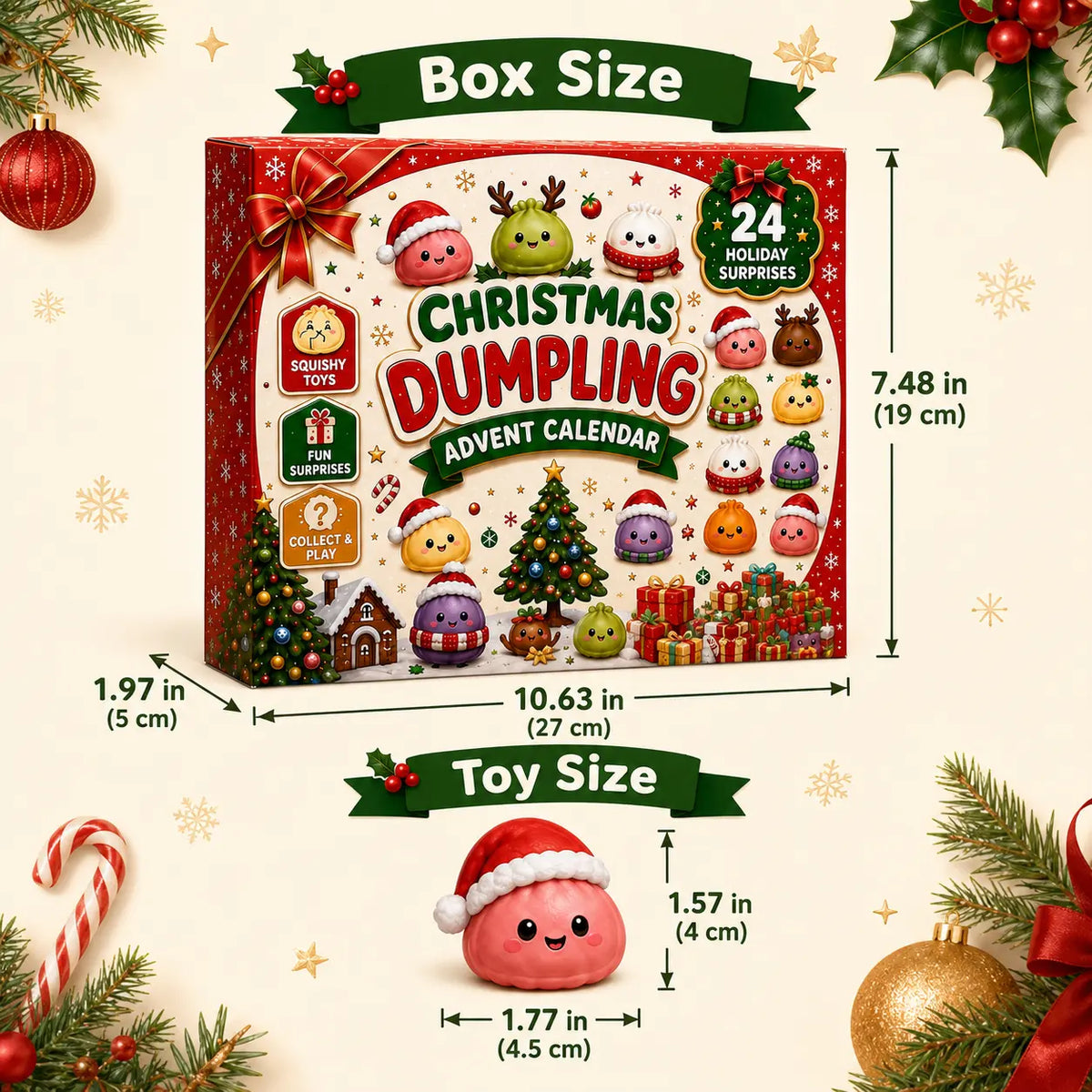 Kerst adventskalender met 24 mini-squishies