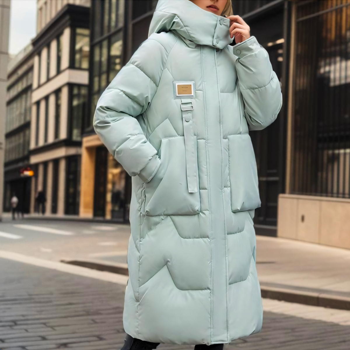 Lange oversized gewatteerde damesmantel