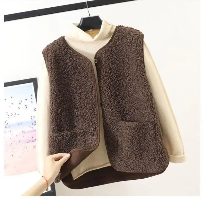 Mouwloos Gebreid Damesgilet met Knopen