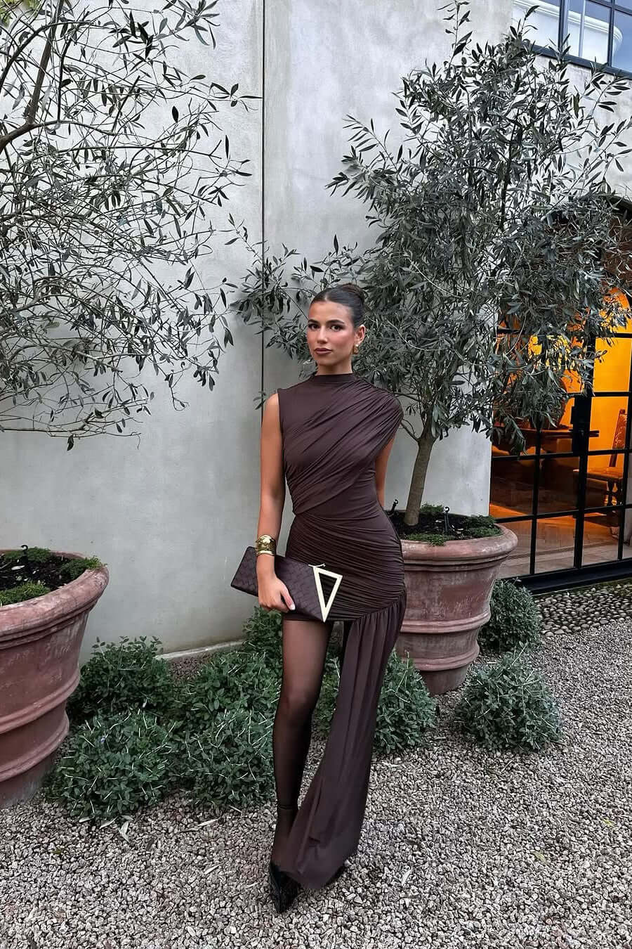 Mouwloze asymmetrische damesjurk | Maxi