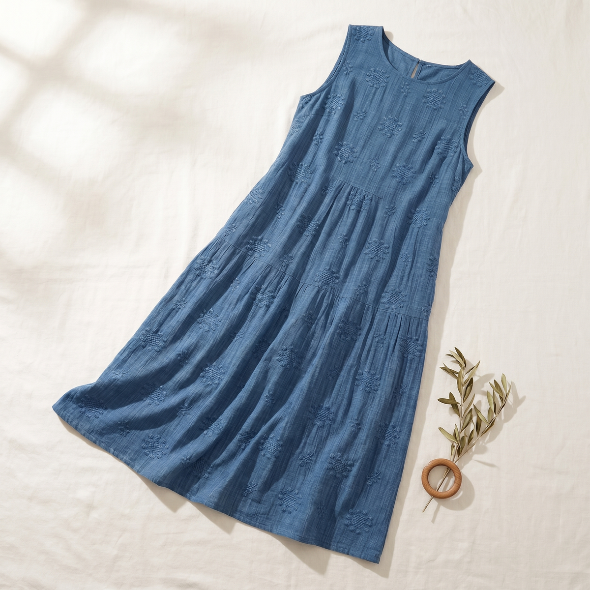 Mouwloze borduurjurk voor dames | Lichte zomerse maxi-jurk