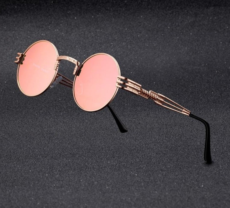 Ronde metalen zonnebril in steampunkstijl