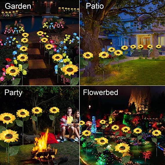 Solar tuinverlichting in de vorm van zonnebloemen