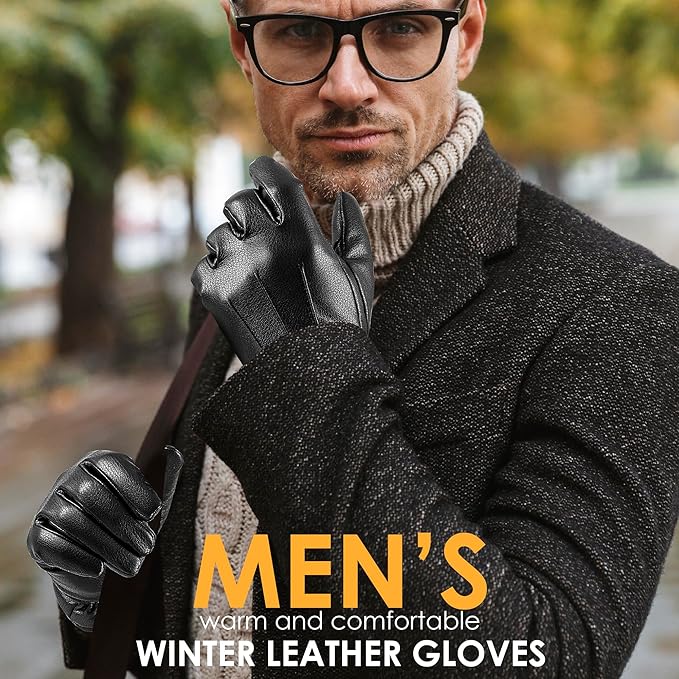 Suède-leren winterhandschoenen met touchscreensupport