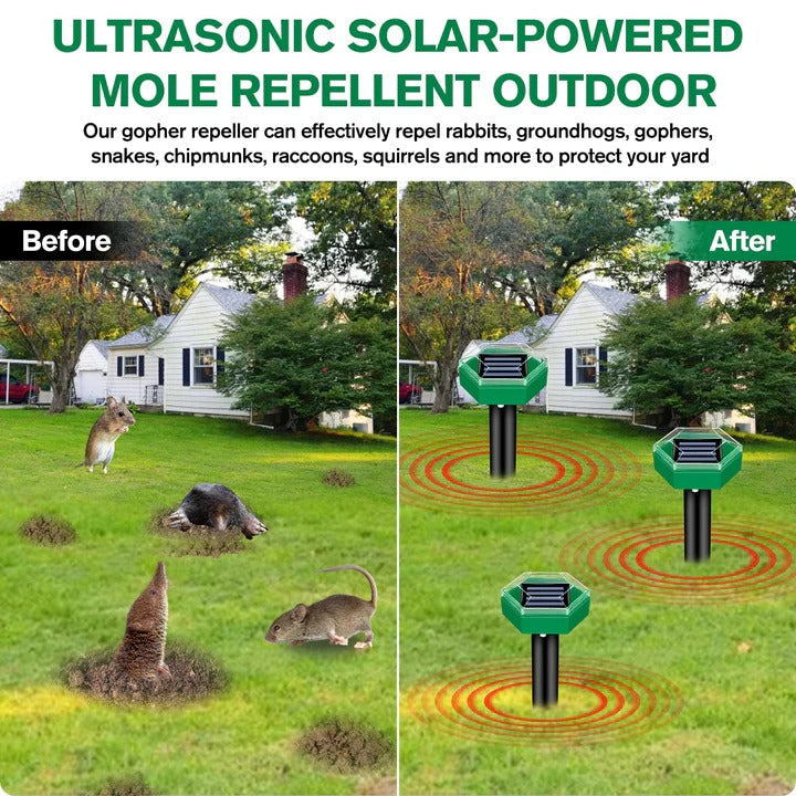 Ultrasone mollenverjager op zonne-energie - set van 4 stuks