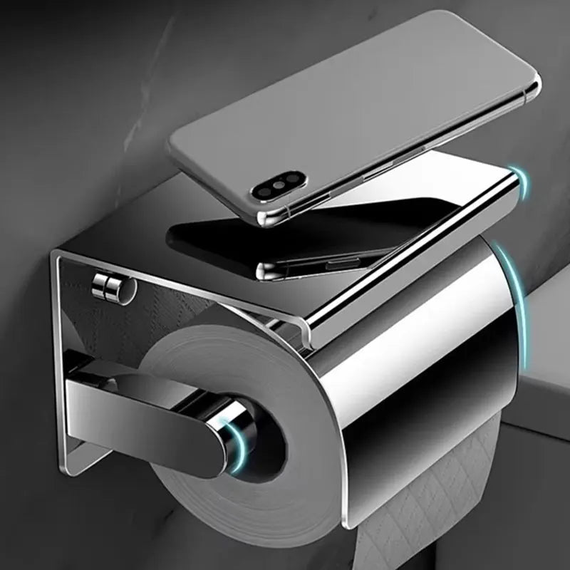 Wandgemonteerde Toiletpapierhouder met Planchet en Stofklep