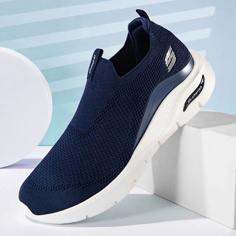 Zwarte slip-on sneakers van katoenmix voor dagelijks gebruik