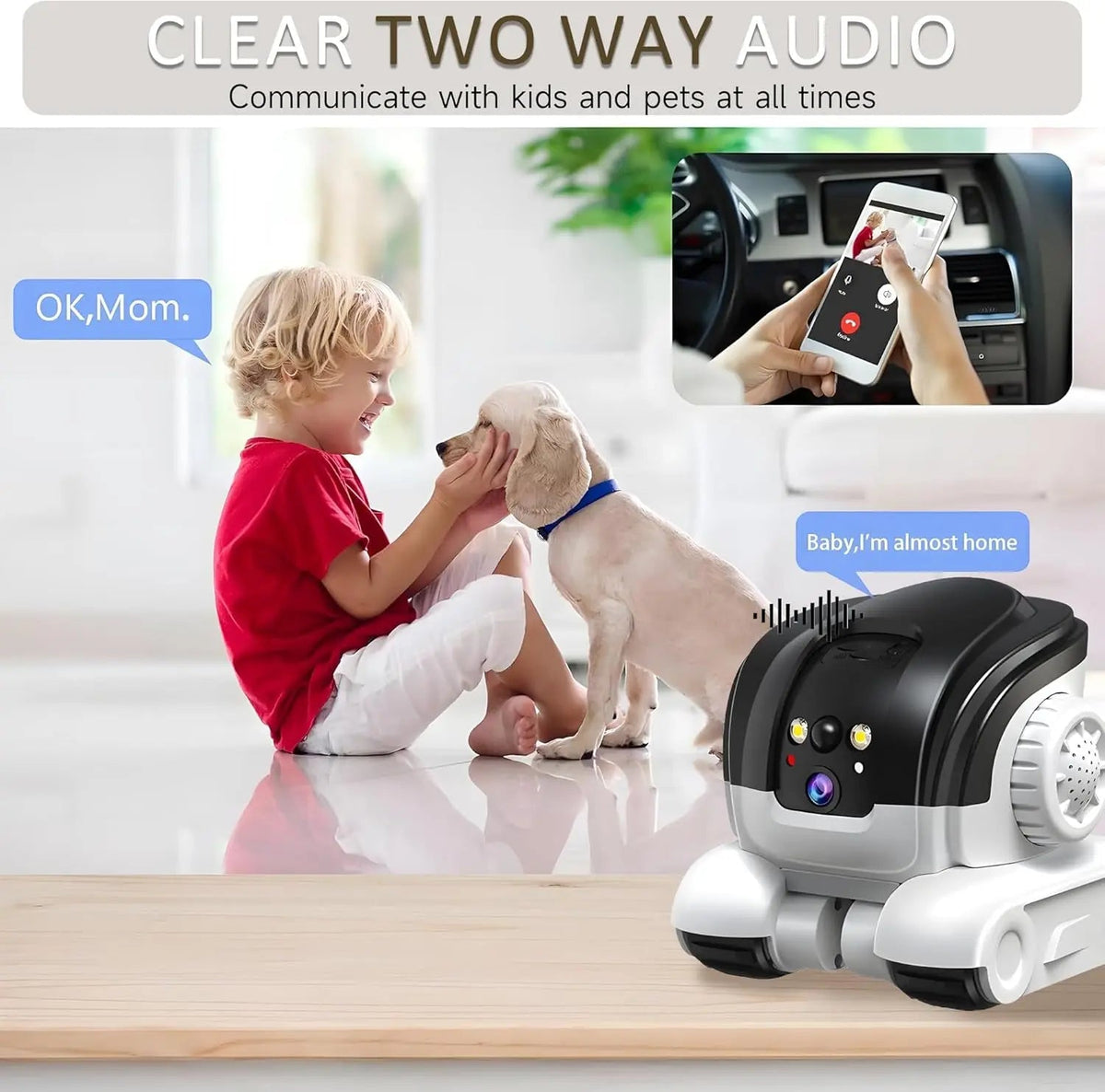 1080P huisdierencamera – Tweerichtingsaudio – Kleurennachtzicht tot 10 m – Bewegingsmeldingen – 32GB SD-kaart