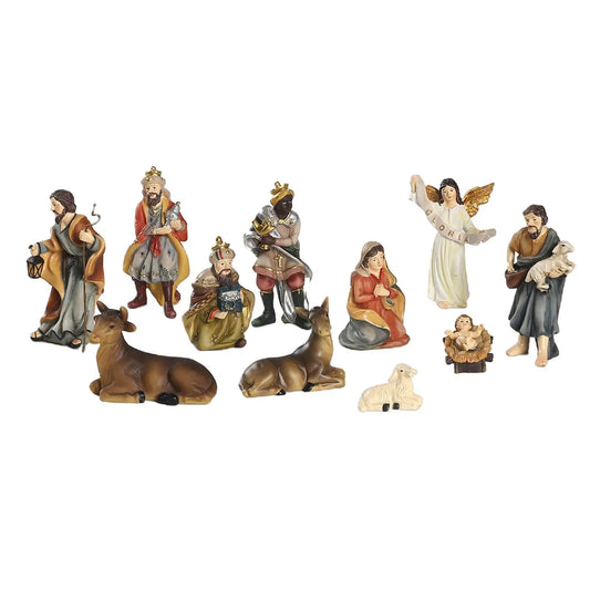 11-delige Kerstgroep van kunsthars - Kerststalfiguren voor binnen en buiten - Kerstdecoratie - Katholiek cadeau