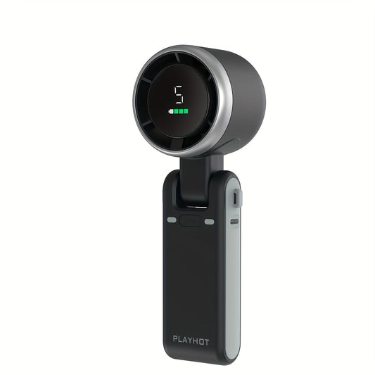 12-Uurs turbo handventilator met led-licht - Koelventilator op batterij met 5 snelheden, 3-in-1 luchtturbotechnologie - Compact ontwerp voor outdoor, reizen en dagelijks gebruik
