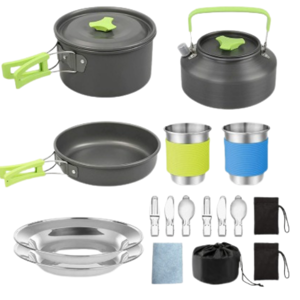 17-Delige kook- en servies-set voor camping