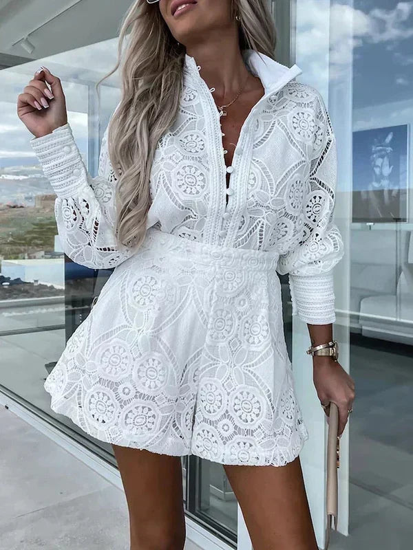2-Delige zomerset voor dames met boho kant | Luchtig, effen en ideaal voor festivals