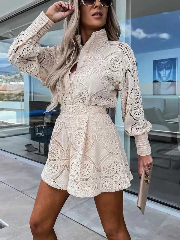2-Delige zomerset voor dames met boho kant | Luchtig, effen en ideaal voor festivals