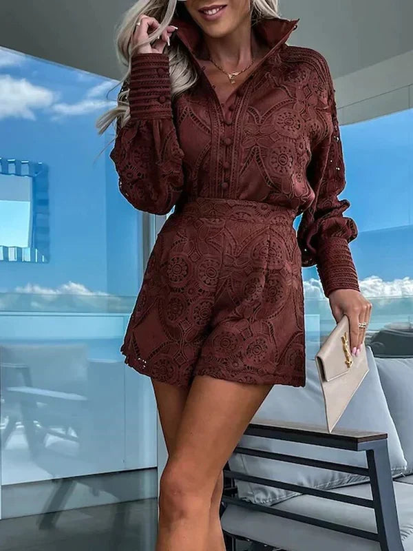 2-Delige zomerset voor dames met boho kant | Luchtig, effen en ideaal voor festivals