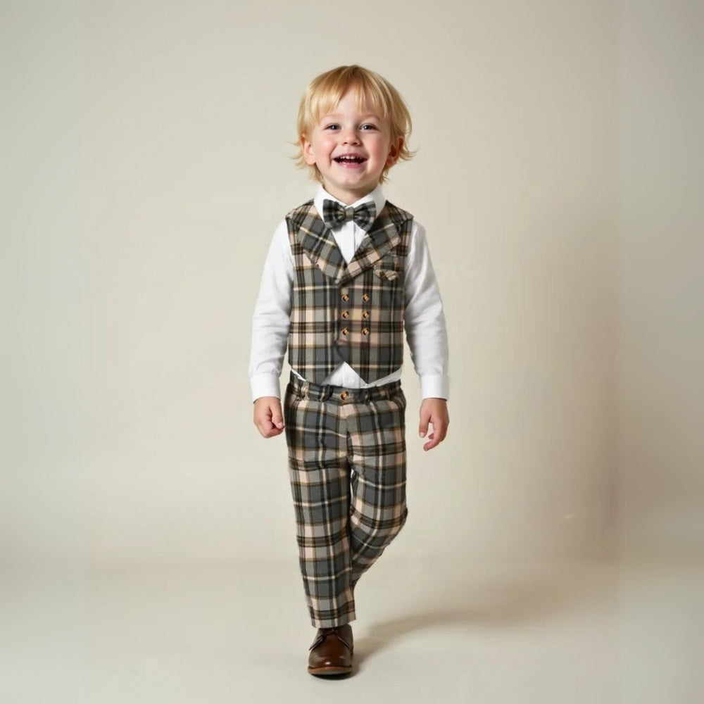 3-Delige set voor jongens met gilet en vlinderdas – lichtblauw overhemd en broek voor kinderen