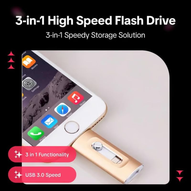 3-In-1 usb-stick met grote capaciteit voor mobiele telefoon en computer