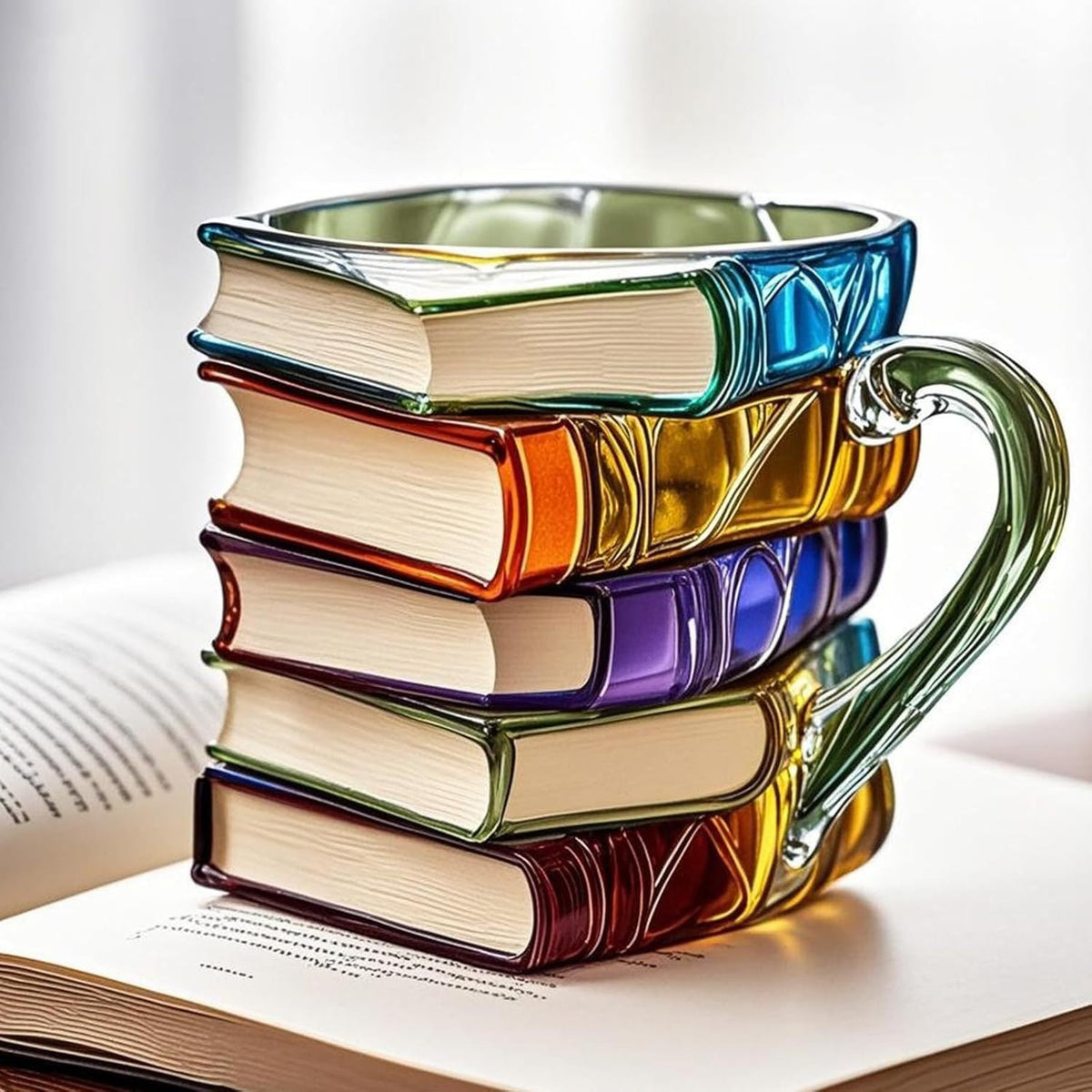 3D glazen mok in boekdesign als literair cadeau