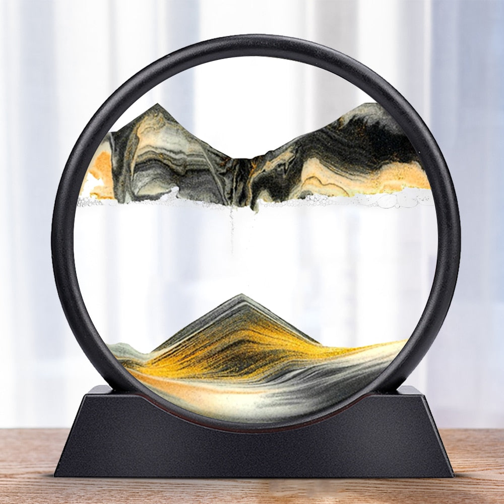 3D zandloper met landschap