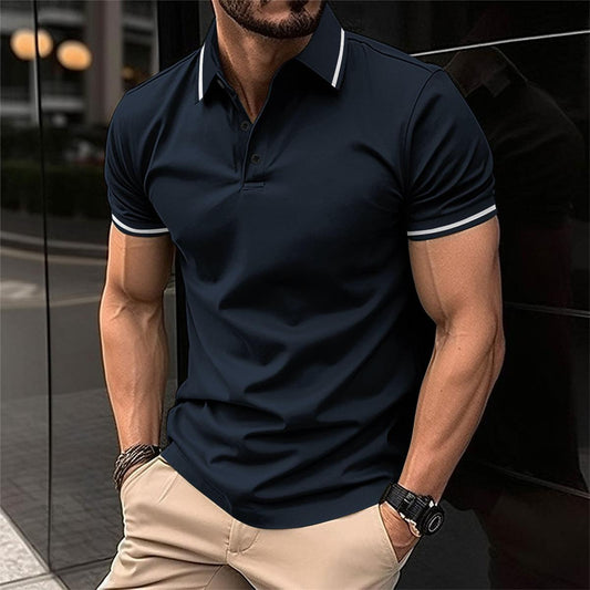 Ademend katoenen poloshirt met korte mouwen voor heren