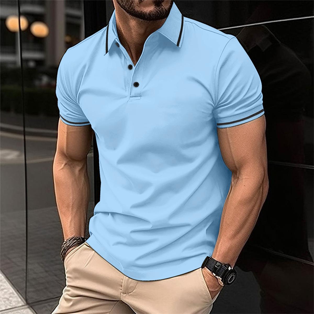 Ademend katoenen poloshirt met korte mouwen voor heren