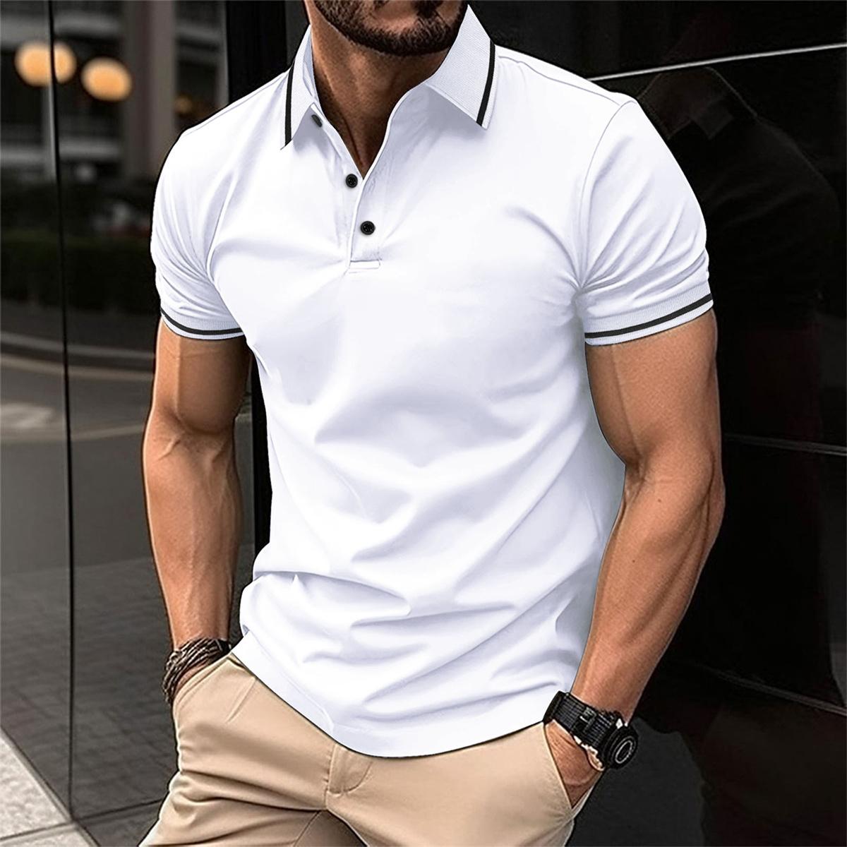 Ademend katoenen poloshirt met korte mouwen voor heren