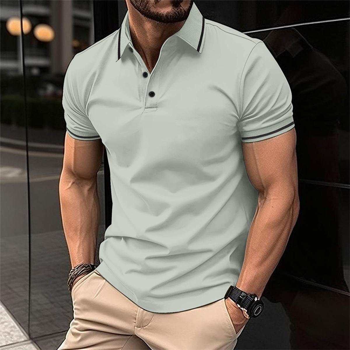 Ademend katoenen poloshirt met korte mouwen voor heren