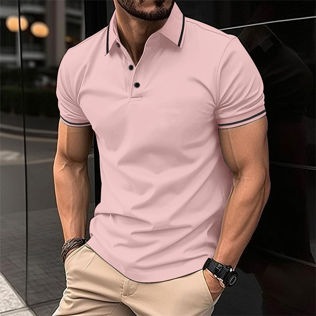 Ademend katoenen poloshirt met korte mouwen voor heren
