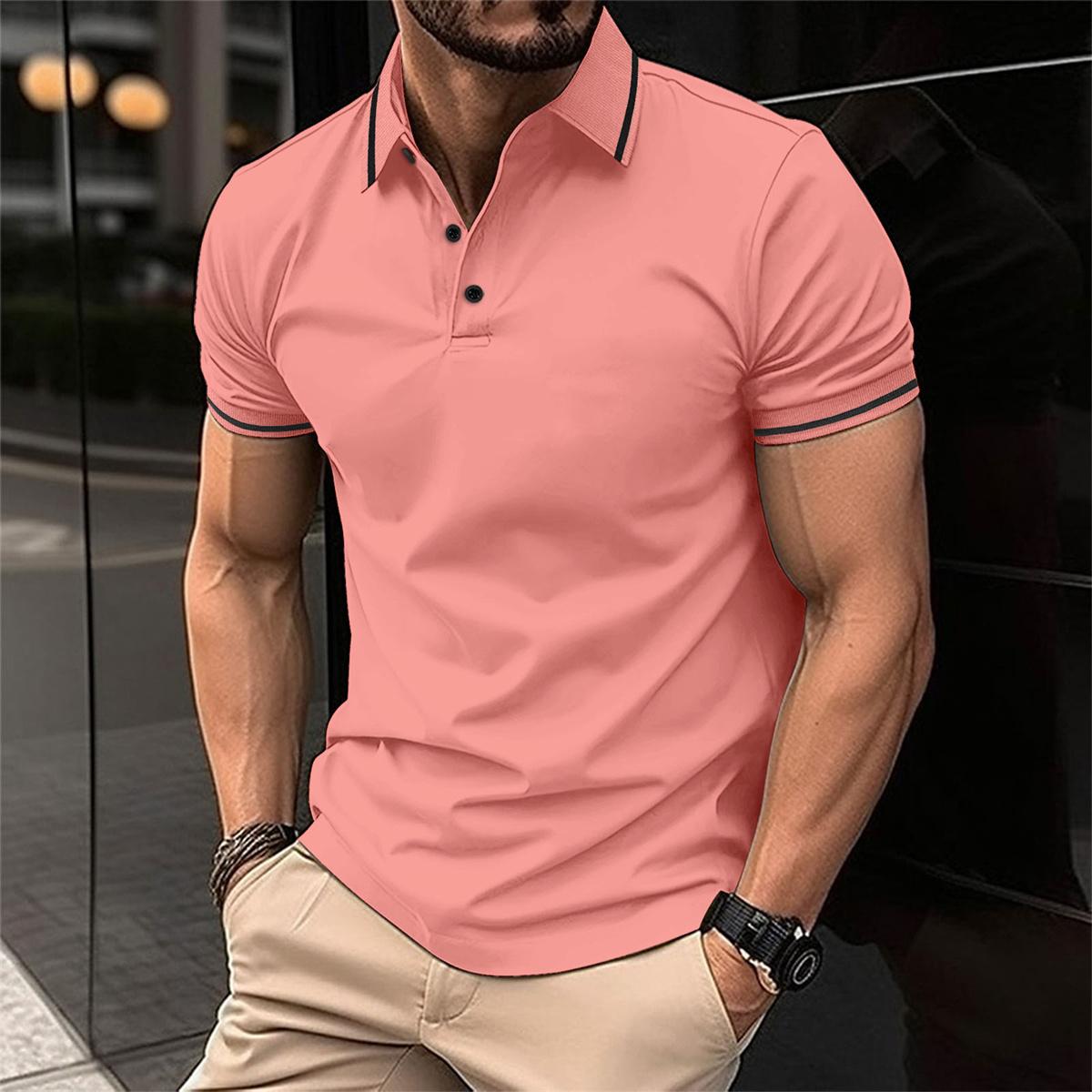 Ademend katoenen poloshirt met korte mouwen voor heren