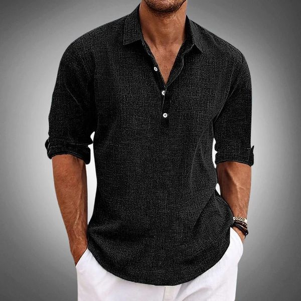 Ademend linnen poloshirt voor heren met een casual pasvorm