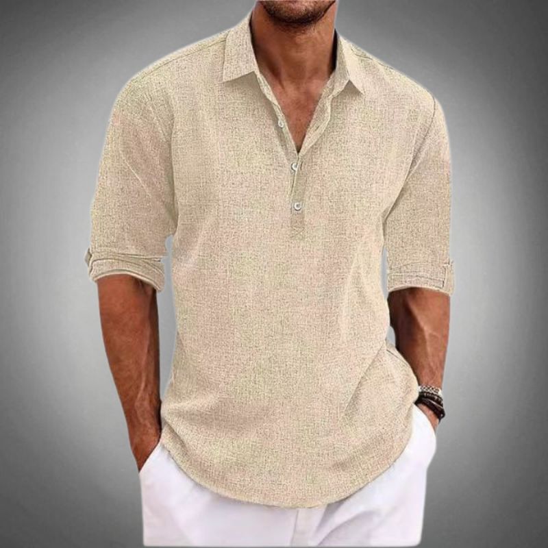 Ademend linnen poloshirt voor heren met een casual pasvorm