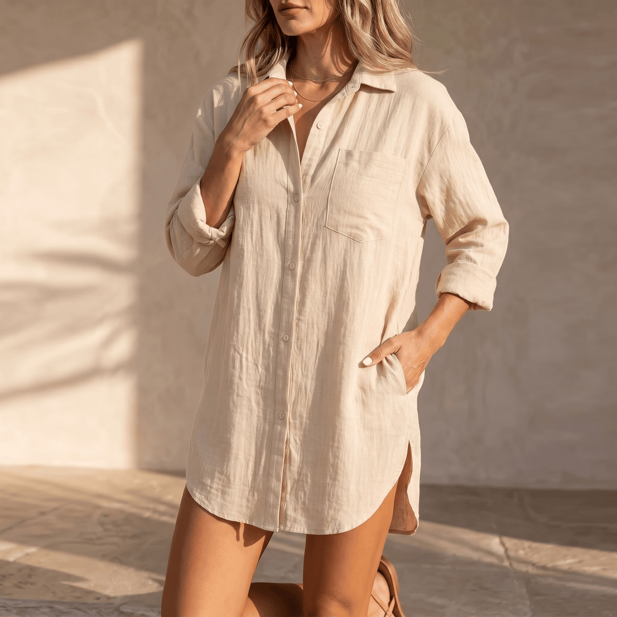 Ademende blouse met knopen voor dames