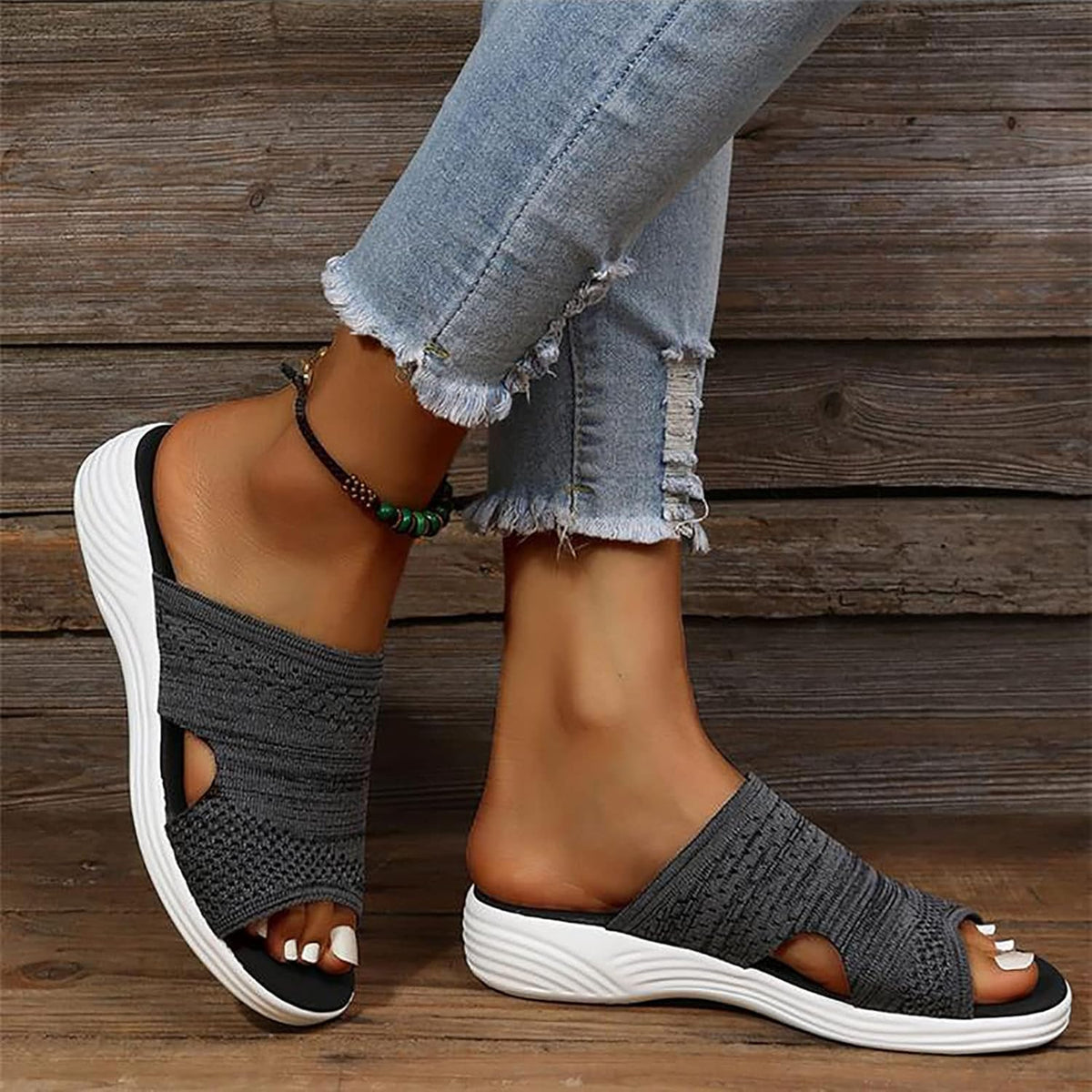 Ademende slip-on muiltjes voor dames met anatomische zool
